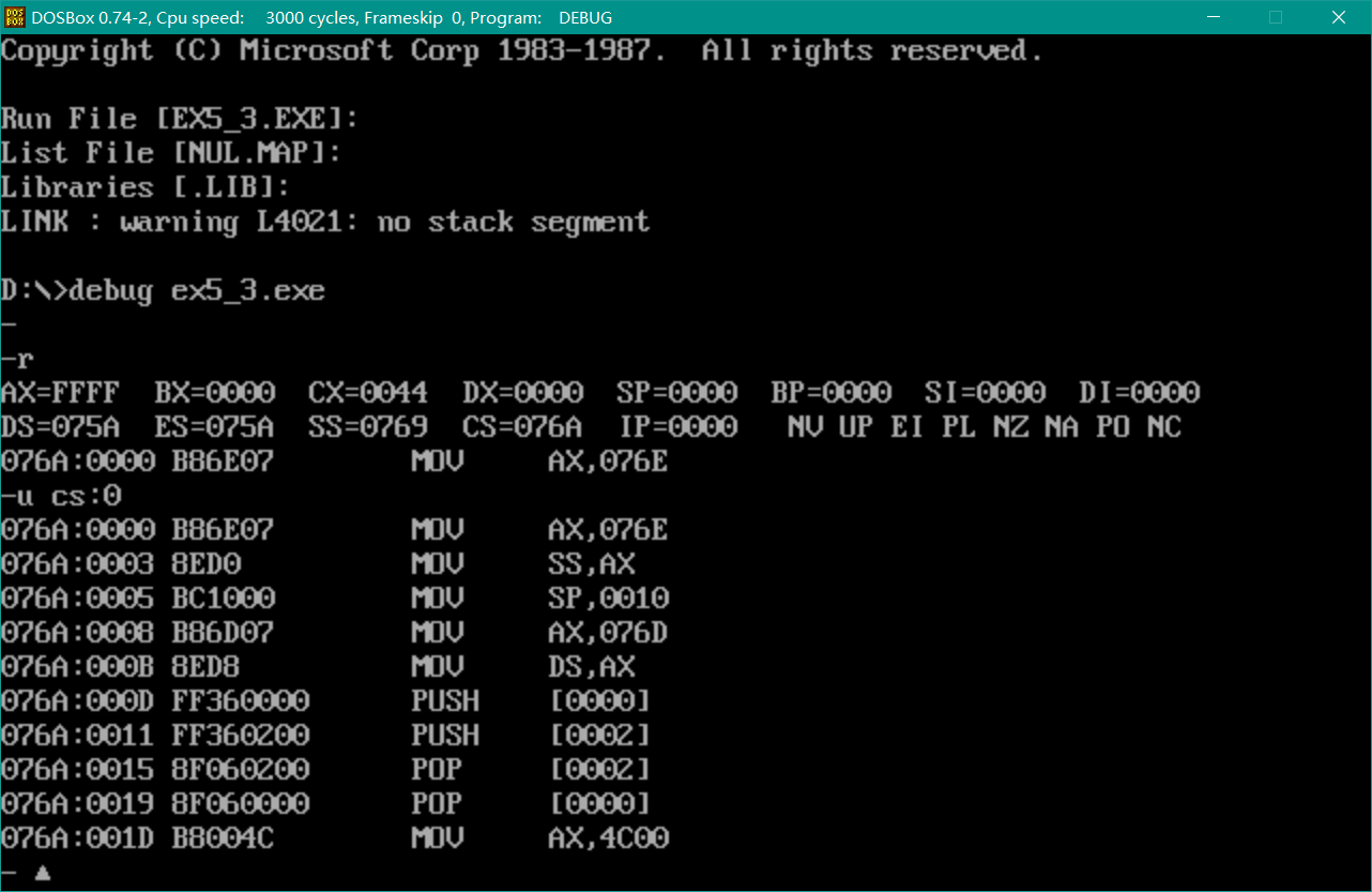 [assembly language experiment 5] write and debug programs with multiple ...