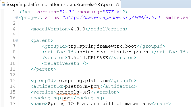 Details of spring dependencies, spring starter parent, io.spring .platform